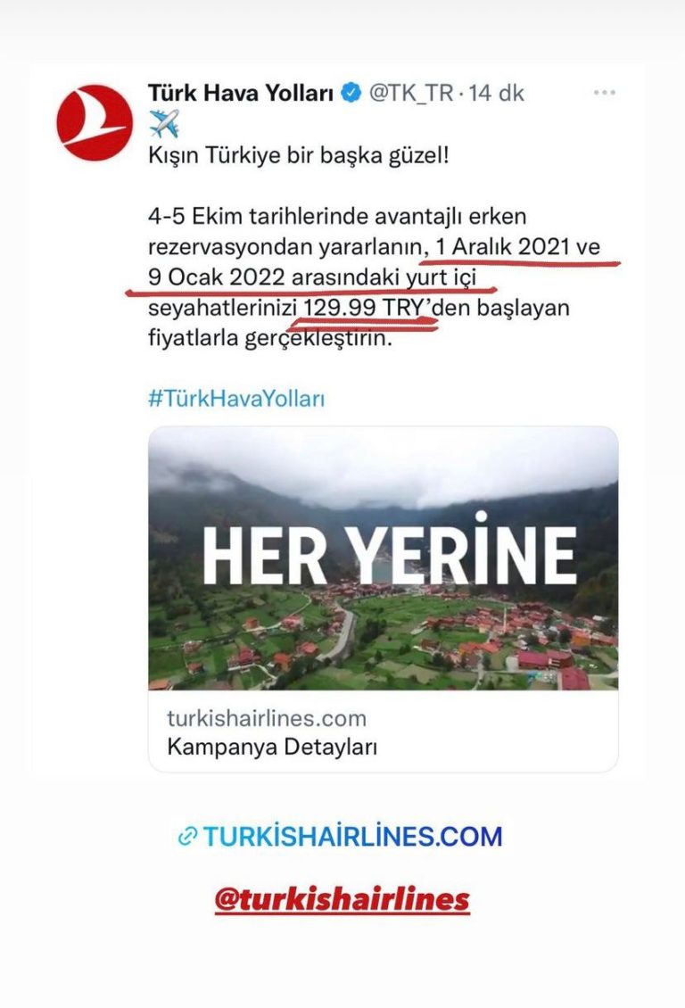 THY’den 129.9 liradan yurtiçine özel bilet kampanyası