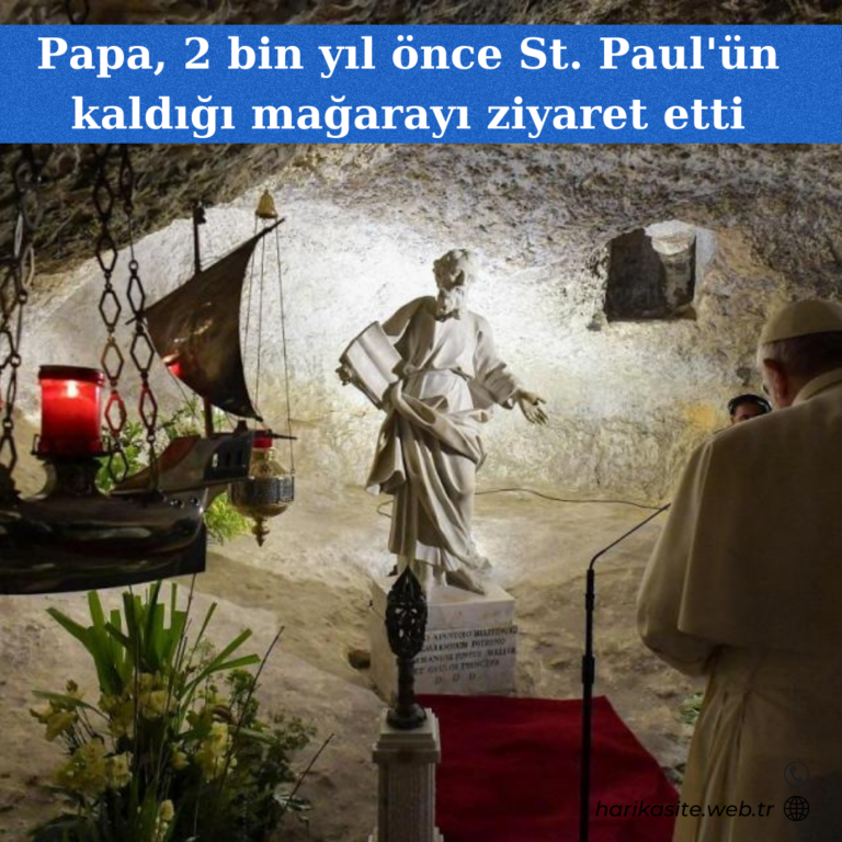 Papa, St Paul’ün 2 bin yıl önce kaldığı mağarayı ziyaret etti