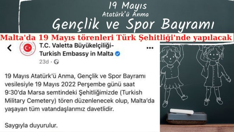 Malta’da 19 Mayıs törenleri Türk Şehitliği’nde yapılacak!