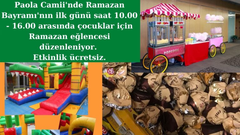 Paola Camii’nde yarın çocuklar için Ramazan bayramı şenliği düzenleniyor