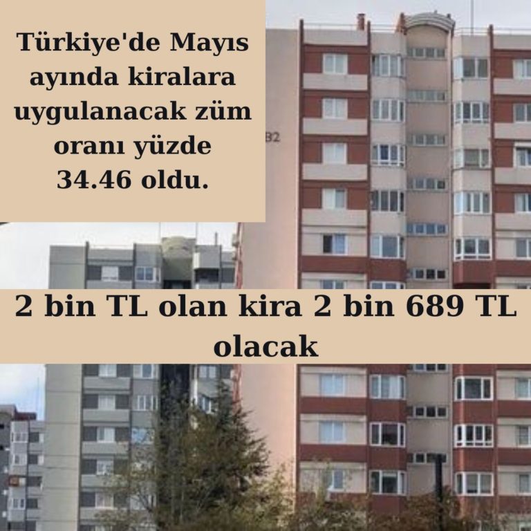 Türkiye’de Mayıs ayı kira zam oranı yüzde 34,46 oldu