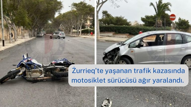 Żurrieq’te araçla çarpışan motosikletli ağır yaralandı!