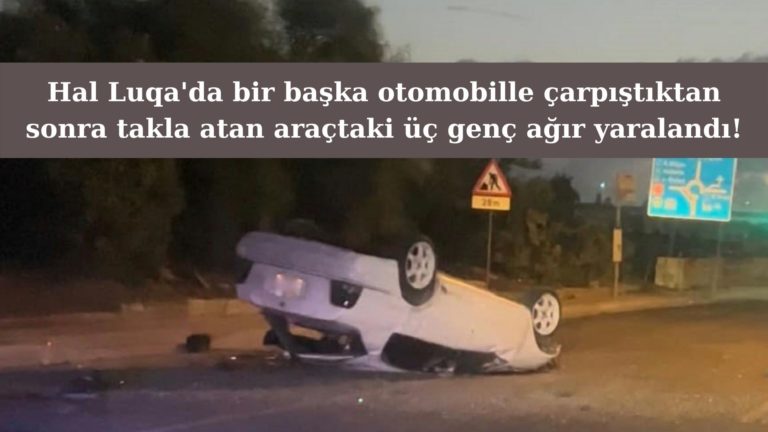 Trafik kazasında devrilen otomobildeki üç genç ağır yaralandı!