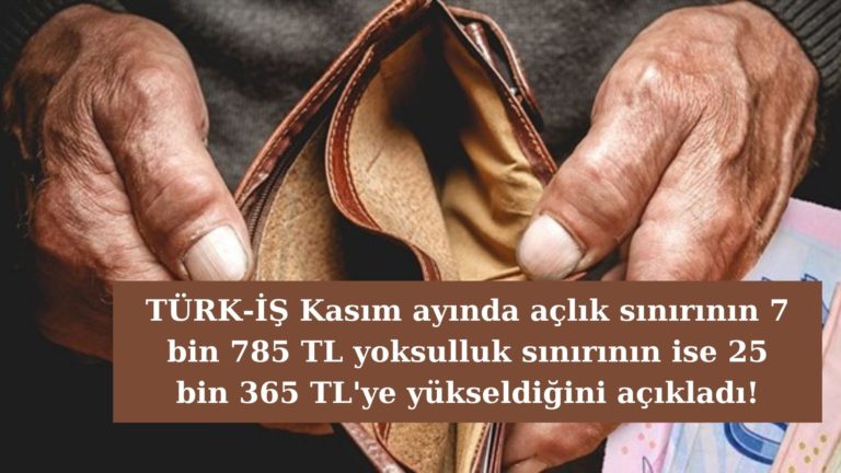 Türk-İş açlık sınırı asgari ücreti 2 bin 285 TL aştı: 7.785 TL