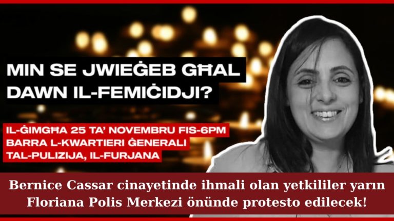 Floriana Polis Merkezi önünde protesto gösterisine çağrı!