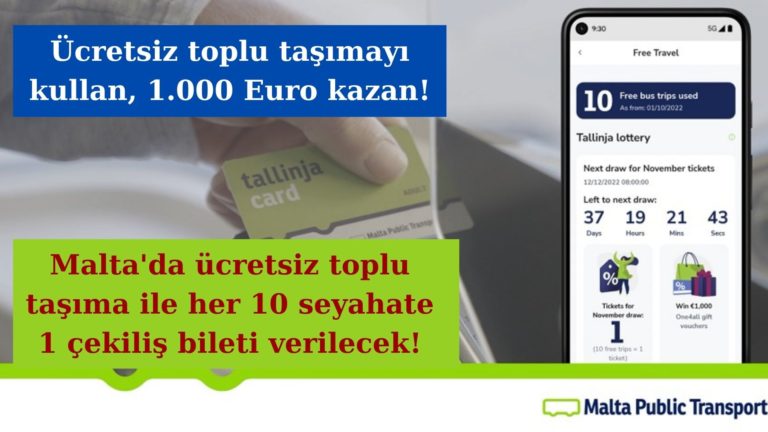 Malta’da ücretsiz toplu taşımayı kullananlar 1.000 Euro hediye çeki kazanacak!