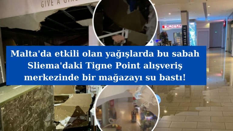 Sliema’da Tigne Point’teki bir mağazayı su bastı!