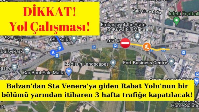 Balzan’dan Sta Veneraya bağlanan yol üç hafta trafiğe kapanıyor!