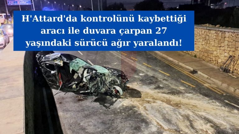 Duvara çarpan sürücünün hayati tehlikesi bulunuyor!