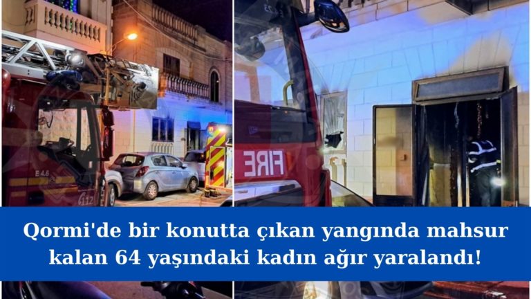 Qormi’de çıkan yangında mahsur kalan kadın ağır yaralandı!