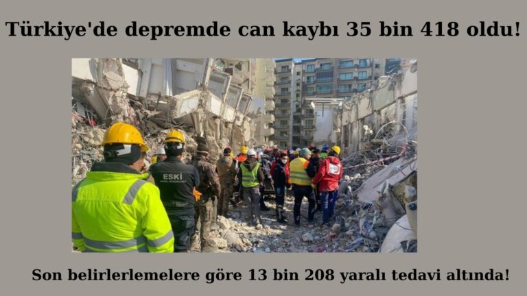 Türkiye’de depremlerde can kaybı 35 bin 418 oldu!