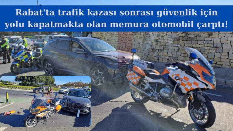 Rabat’ta yolu trafiğe kapatmakta olan memura otomobil çarptı!