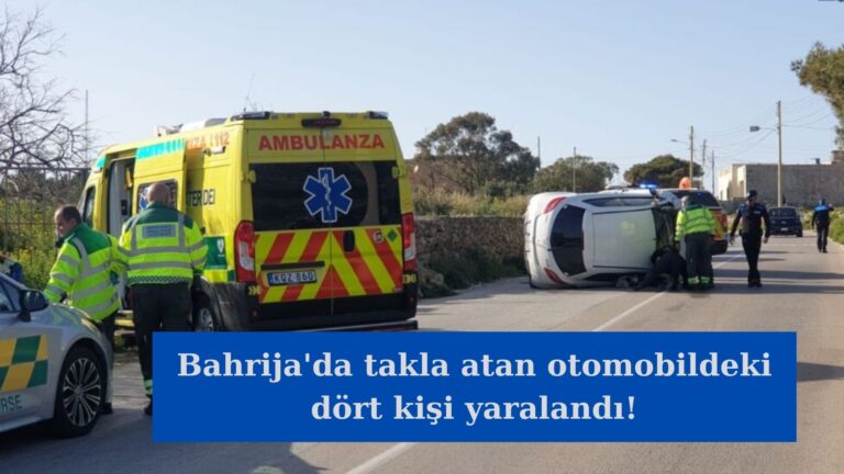 Bahrija’da takla atan otomobildeki dört kişi yaralandı!