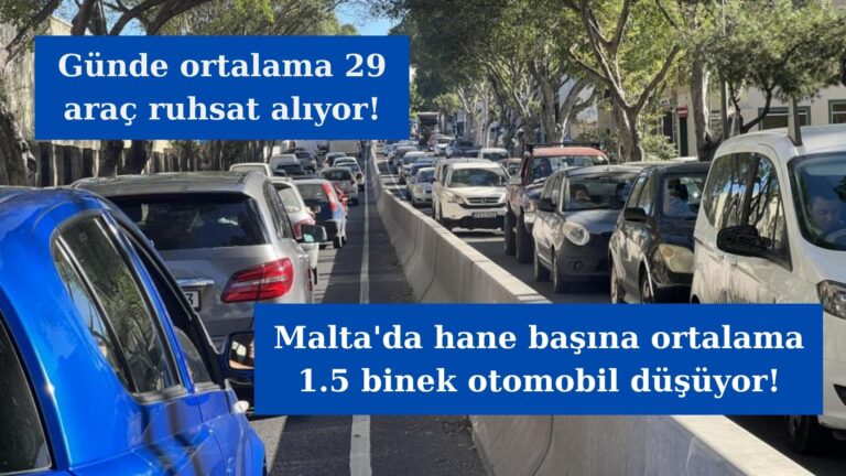 Malta’da hane başına 1.5 binek otomobil düşüyor!