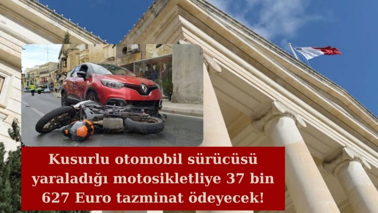 Otomobil sürücüsü yaraladığı motosikletliye 37 bin Euro tazminat ödeyecek!