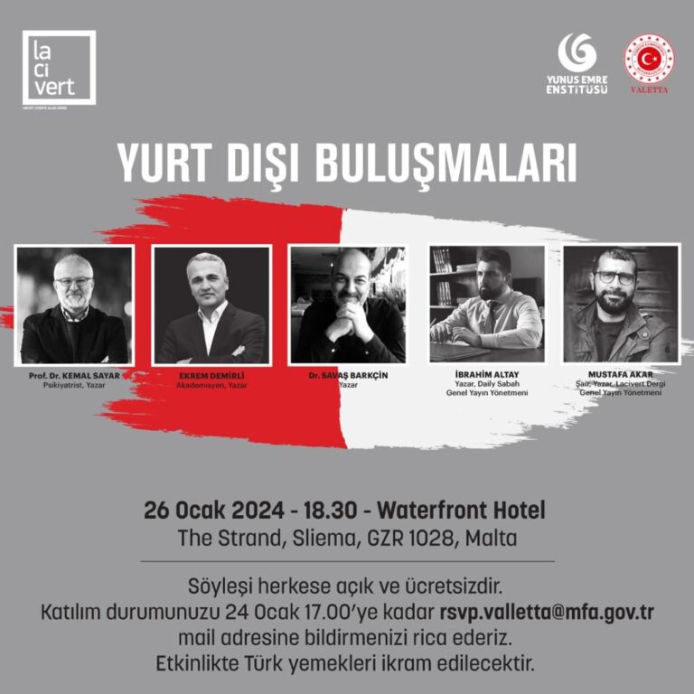 Valetta Büyükelçiliği’nden Kültürel Buluşma: Ünlü Konuşmacılar ve Türk Yemekleriyle Dolu Bir Akşam