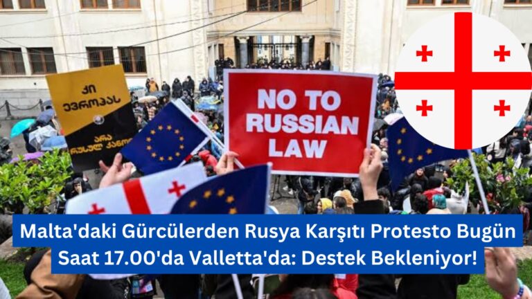 Malta’da Yaşayan Gürcüler’den Rusya Protestosu