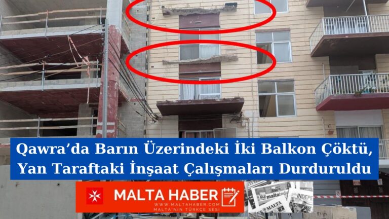 Qawra’da Barın Üzerindeki İki Balkon Çöktü, Yan Taraftaki İnşaat Çalışmaları Durduruldu