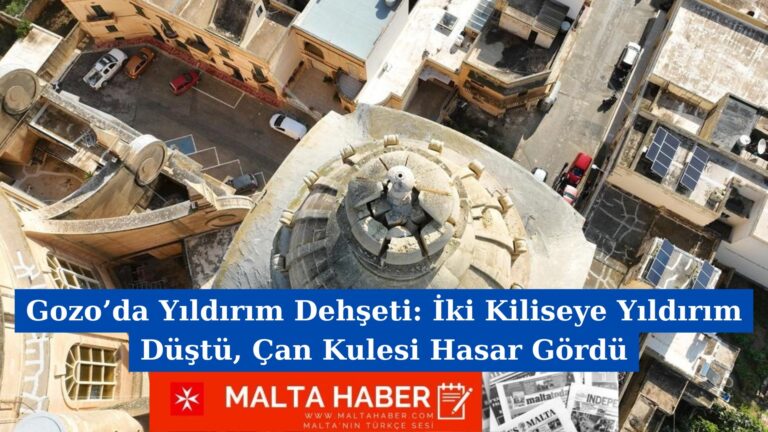 Gozo’da Yıldırım Dehşeti: İki Kiliseye Yıldırım Düştü, Çan Kulesi Hasar Gördü