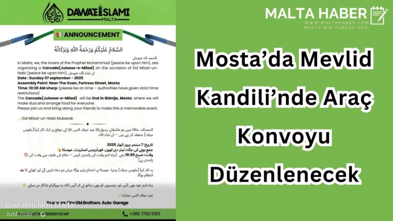 Mosta’da Mevlid Kandili’nde Araç Konvoyu Düzenlenecek