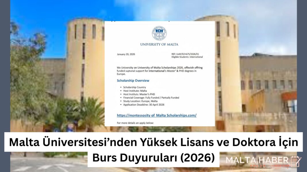 Malta Üniversitesi’nden Yüksek Lisans ve Doktora İçin Burs Duyuruları (2026)