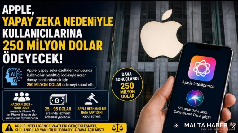Apple, Yapay Zeka Nedeniyle Bazı İPhone Kullanıcılarına 250 Milyon Dolar Ödeyecek