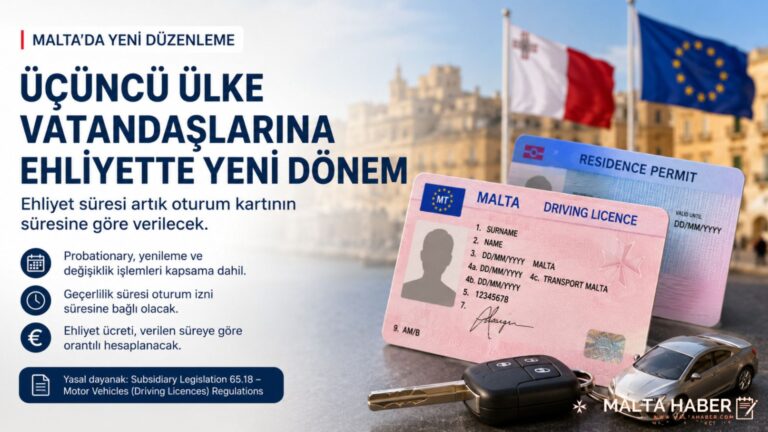 Malta’da Üçüncü Ülke Vatandaşlarına Yeni Şok: Ehliyet süresi artık oturum kartının süresine göre verilecek