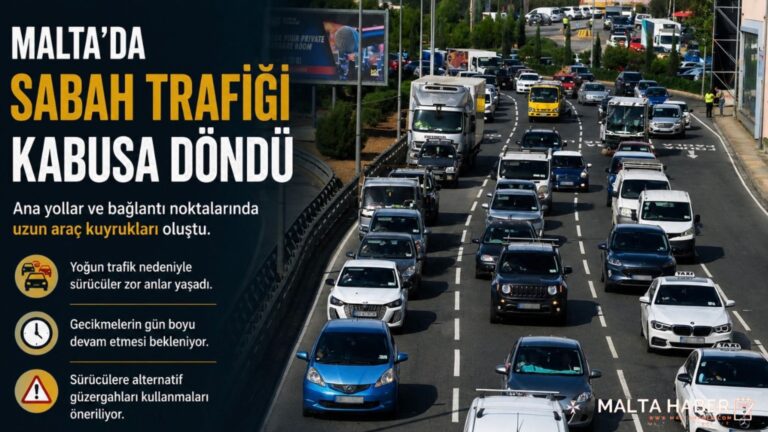 Malta’da Sabah Trafiği Kabusa Döndü: Uzun Araç Kuyrukları Oluştu