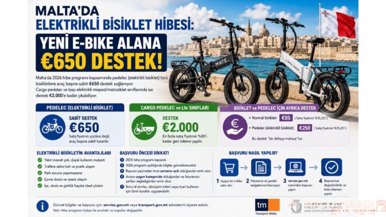 Malta’da elektrikli bisiklet hibesi: Yeni e-bike alana €650 destek