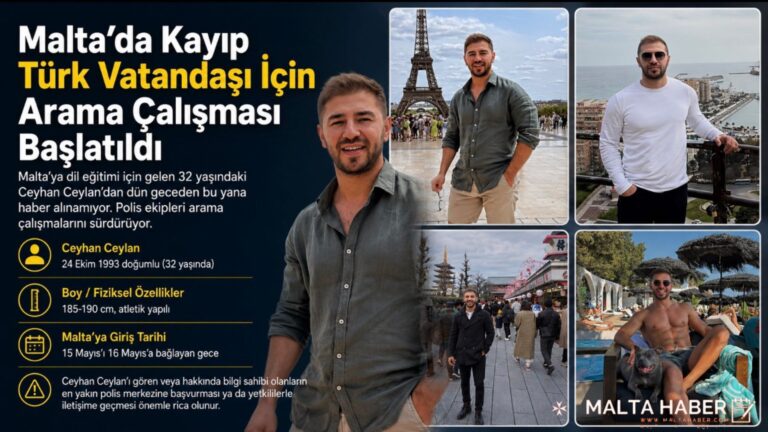 Malta’da Kayıp Türk Vatandaşı İçin Arama Çalışması Başlatıldı