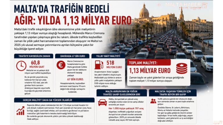 Malta’da Trafiğin Bedeli Ağır: Yılda 1,13 Milyar Euro