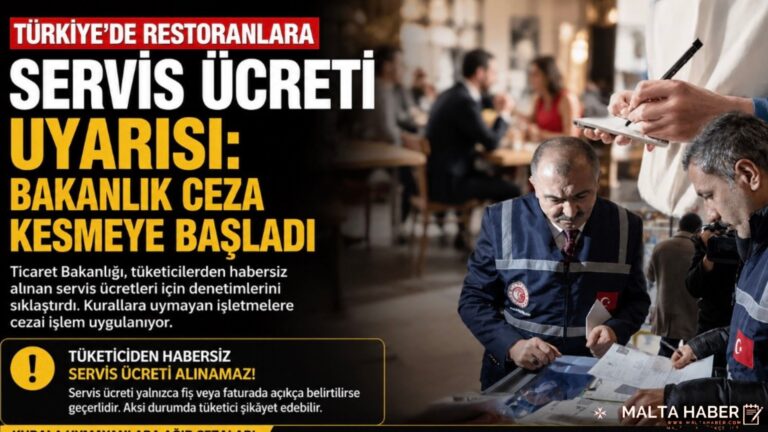 Türkiye’de Restoranlara Servis Ücreti Uyarısı: Bakanlık Ceza Kesmeye Başladı