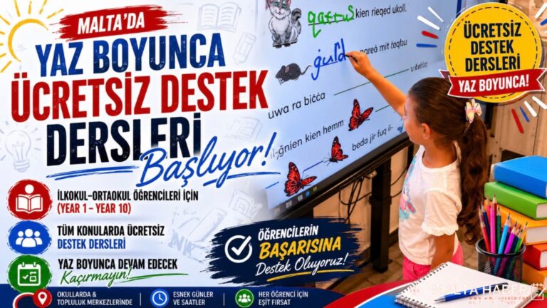 Malta’da Yaz Boyunca Ücretsiz Destek Dersleri Başlıyor