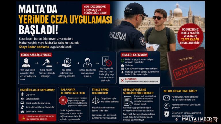 Malta’da Yerinde Ceza Uygulaması Başladı: Kesinleşen Borcu Ödemeyen Ziyaretçilere Giriş Engeli Gelebilecek