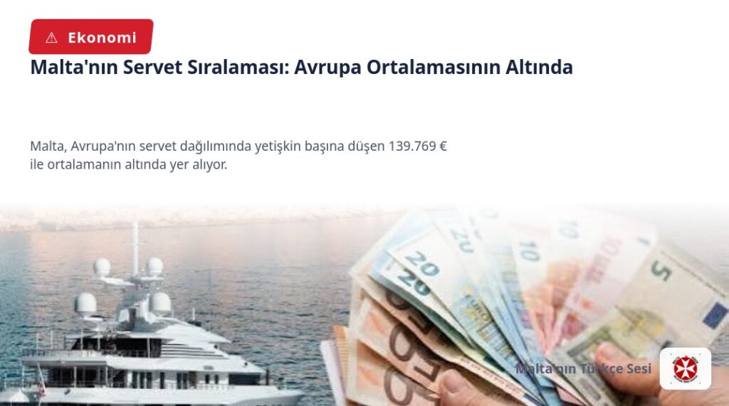 Malta’nın Servet Sıralaması: Avrupa  Ortalamasının Altında