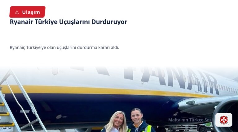 Ryanair Türkiye Uçuşlarını Durduruyor