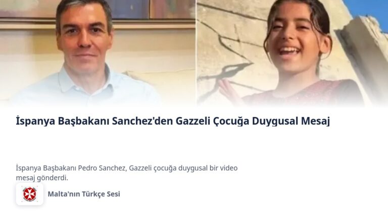 İspanya Başbakanı Sanchez’den Gazzeli Çocuğa Duygusal Mesaj
