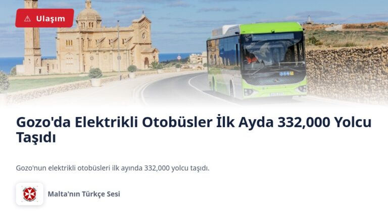 Gozo’da  Elektrikli Otobüsler İlk Ayda 332,000 Yolcu Taşıdı