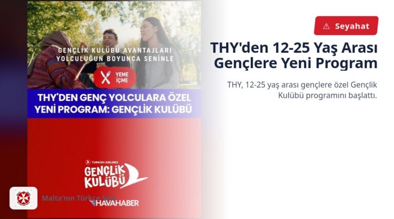THY’den 12-25 Yaş Arası Gençlere Yeni Program