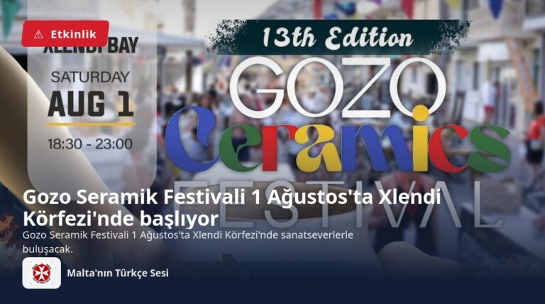 Gozo Seramik Festivali 1 Ağustos’ta Xlendi Körfezi’nde başlıyor