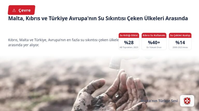 Malta, Kıbrıs ve Türkiye Avrupa’nın Su Sıkıntısı Çeken Ülkeleri Arasında