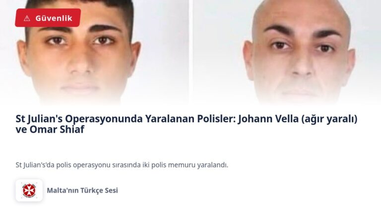 St Julian’s Operasyonunda Yaralanan Polisler: Johann Vella (ağır yaralı) ve Omar Shiaf