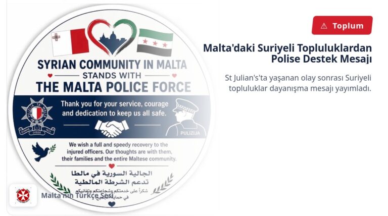 Malta’daki Suriyeli Topluluklardan Polise Destek Mesajı