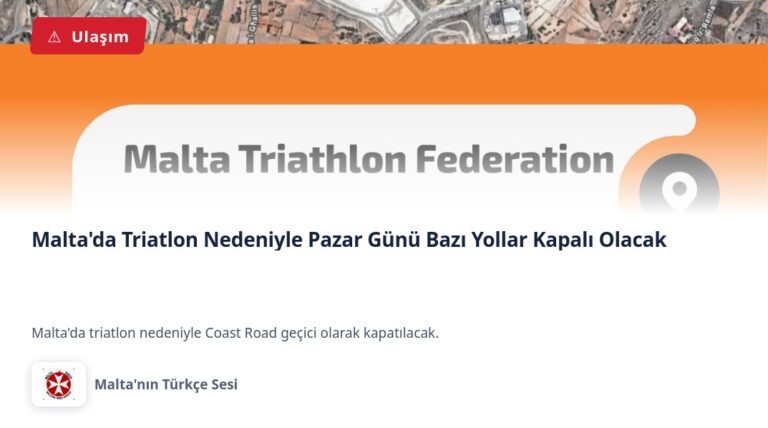 Malta’da Triatlon Nedeniyle Pazar Günü Bazı Yollar Kapalı Olacak