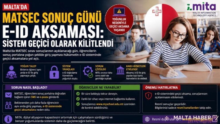 Malta’da MATSEC sonuç günü e-ID aksaması: Sistem yoğunluk nedeniyle geçici olarak kilitlendi