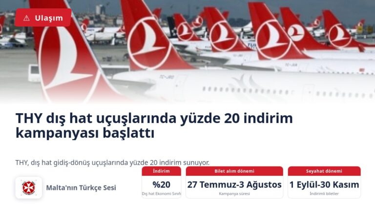 THY dış hat uçuşlarında yüzde 20 indirim kampanyası başlattı