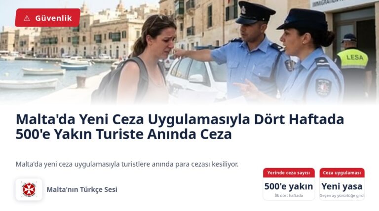 Malta’da Yeni Ceza Uygulamasıyla Dört Haftada 500’e Yakın Turiste Anında Ceza