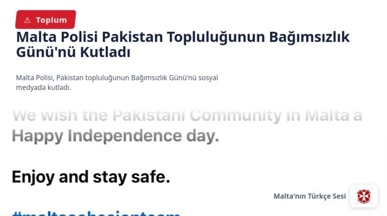 Malta Polisi Pakistan Topluluğunun Bağımsızlık Günü’nü Kutladı