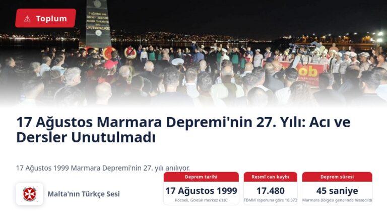 17 Ağustos Marmara Depremi’nin 27. Yılı: Acı ve Dersler Unutulmadı