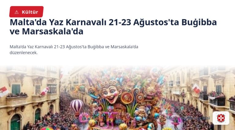 Malta’da Yaz Karnavalı 21-23 Ağustos’ta Buġibba ve Marsaskala’da